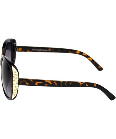 Womens Gold Nugget Rhinestone Side Trim Plastic Butterfly Sunglasses - Tortoise Smoke - C818R45HNHN $7.11 Butterfly