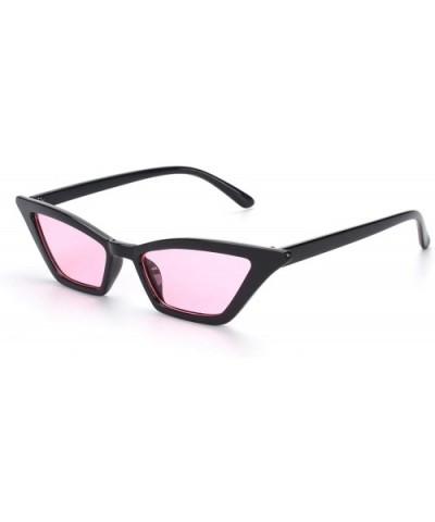 Cat Eye Sunglasses Small Square Shades Vintage Fashion Narrow UV 400 Protection M78 - Black Frame/Pink Lens - CB18NDYAZNN $11...