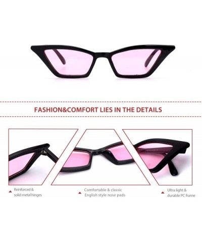 Cat Eye Sunglasses Small Square Shades Vintage Fashion Narrow UV 400 Protection M78 - Black Frame/Pink Lens - CB18NDYAZNN $11...