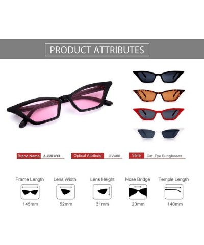 Cat Eye Sunglasses Small Square Shades Vintage Fashion Narrow UV 400 Protection M78 - Black Frame/Pink Lens - CB18NDYAZNN $11...