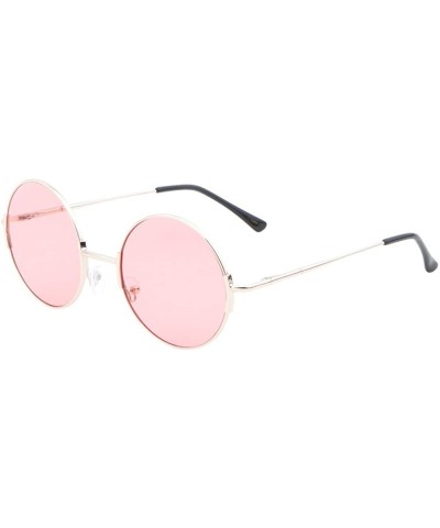 Lennon Round Circle Glasses Color Lens Men Women Retro Fashion - Large-red - CB17YD8CATT $6.93 Round