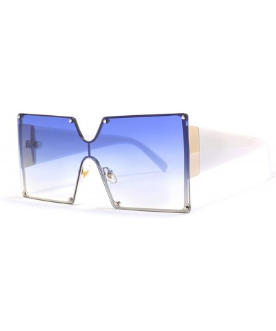 Fashion Square Sunglasses Women Oversized Gradient Blue Black One Piece Sun Glasses Style Shades UV400 - Gv0268-7 - CO197A2X5...