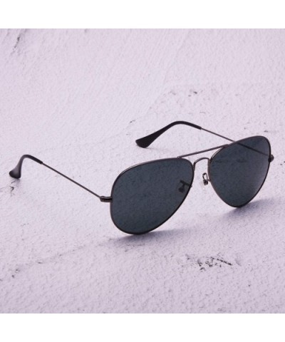 Classic Aviator Sunglasses for Men Women 100% Real Glass Lens Metal Frame Pilot Sun Glasses Shades-60MM - C4193WM5IZG $10.20 ...