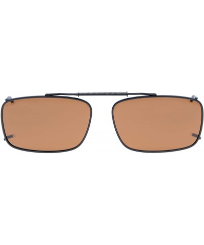 Metal Frame Rim Polarized Lens Clip On Sunglasses 2 3/16"x1 7/16" - Brown - CZ12NGBDUPM $6.43 Rectangular