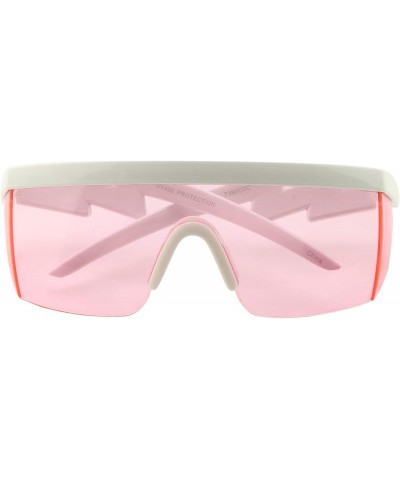 Semi Rimless 80s Neon Colorful Transparent Rainbow Rave Shades Crooked ZigZag Bolt Arm Retro Sunglasses - CC18AM5X6K5 $10.40 ...