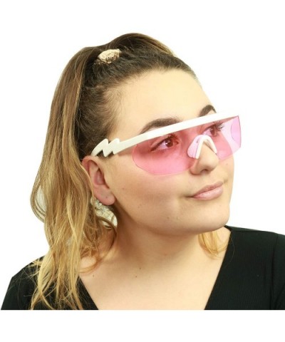 Semi Rimless 80s Neon Colorful Transparent Rainbow Rave Shades Crooked ZigZag Bolt Arm Retro Sunglasses - CC18AM5X6K5 $10.40 ...