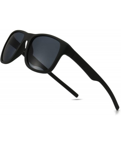 Lightweight Vintage Polarized Sunglasses for Women Men UV400 Retro Style - Black Frame (Matte Finish)/Grey Lens - CZ18L834CKK...