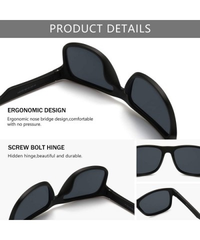 Lightweight Vintage Polarized Sunglasses for Women Men UV400 Retro Style - Black Frame (Matte Finish)/Grey Lens - CZ18L834CKK...