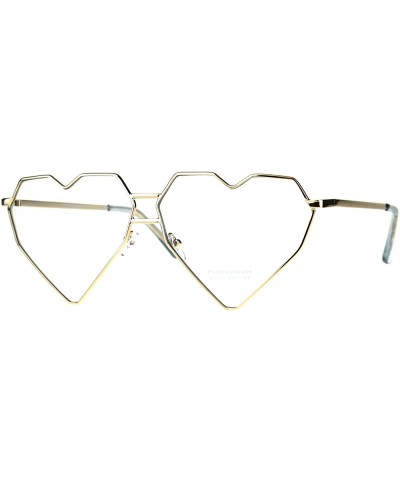 Womens Clear Lens Fashion Glasses Oversized Angled Heart Shape Eyeglasses - Gold - CX180TKLRI4 $8.16 Oversized