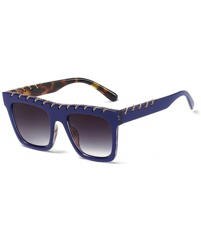 Women Fashion Perforated metal chain sunglasses Brand Design Classic Punk Glasses Men Goggle UV400 - Blue - C118REMXX57 $8.51...