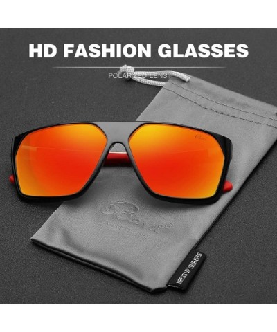 Polarized Sunglasses Unisex Square UV Protection for Men and Women Outdoor Sports Driving - Red - CG18OUUCU6U $9.20 Square