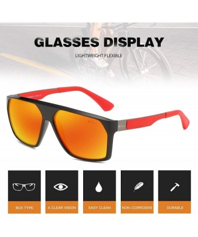 Polarized Sunglasses Unisex Square UV Protection for Men and Women Outdoor Sports Driving - Red - CG18OUUCU6U $9.20 Square