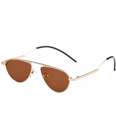 Oval Sunglasses Women Men Candy Color Sun Glasses Metal Frame - Gold+brown - CM1962CS80X $5.55 Oval