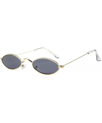 Vintage Oval Sunglasses Small Metal Frames Retro Gothic Steampunk Sunglasses for Women Men - E - CW19629ZR5E $4.51 Oval