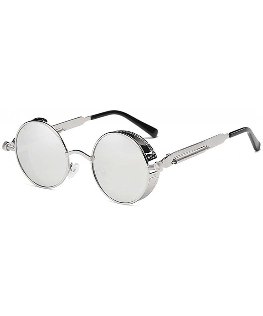 Polarized Sunglasses Retro Punk Glasses Vampire too glasses - Reflective Silver Color - CP1888C428C $18.76 Round