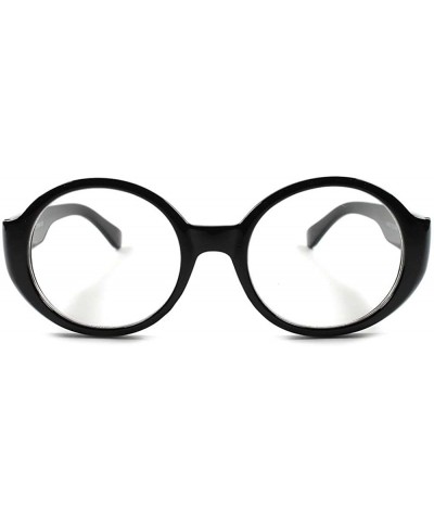 80s Stylish Vintage Retro Mens Womens Fashion Round Clear Lens Eye Glasses - Black - CZ18X4SEWWS $6.70 Round