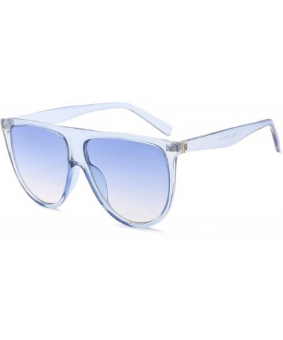 Large Square Women Sunglasses Oversized Vintage Pilot Thin Plastic Sunglasses for Women - Blue Frame Blue Lens - C3196X5OE2Q ...