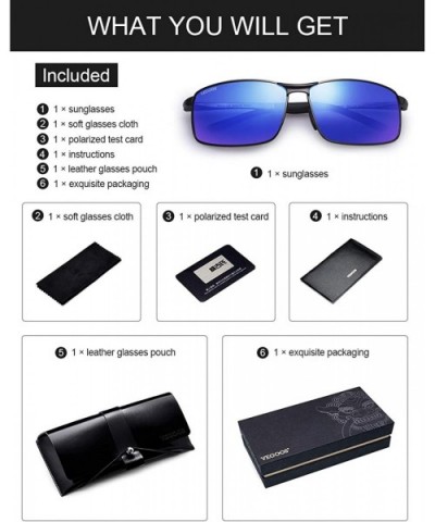 Rectangular Sunglasses for Men Polarized UV Protection Sports Driving Fishing Sun Glasses - Black Frame/Blue Lens - CI18RENEQ...