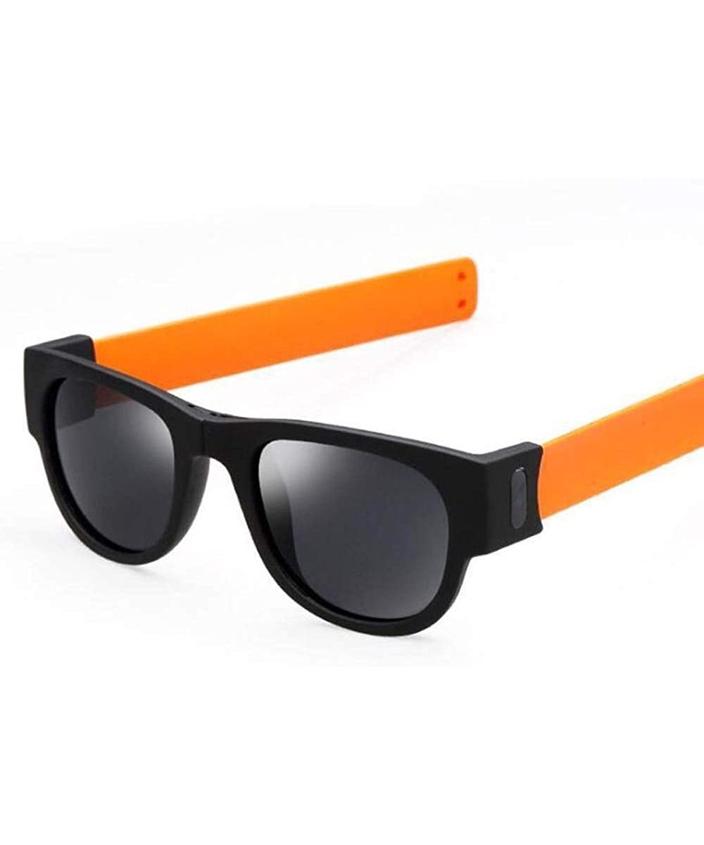 Fold Sunglasses GorNorriss Wristband Polarized - Orange Lens/Orange Frame - CH18QL5GH2X $5.73 Oversized