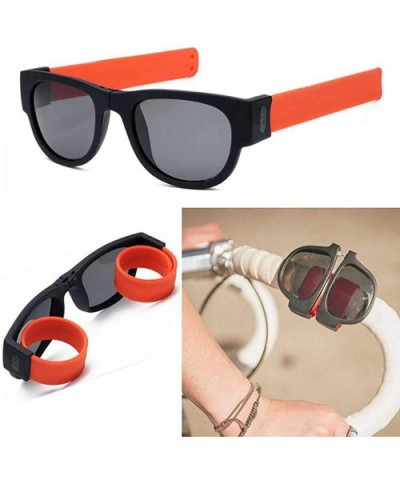 Fold Sunglasses GorNorriss Wristband Polarized - Orange Lens/Orange Frame - CH18QL5GH2X $5.73 Oversized