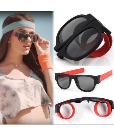 Fold Sunglasses GorNorriss Wristband Polarized - Orange Lens/Orange Frame - CH18QL5GH2X $5.73 Oversized