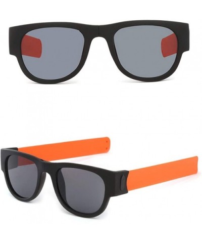 Fold Sunglasses GorNorriss Wristband Polarized - Orange Lens/Orange Frame - CH18QL5GH2X $5.73 Oversized