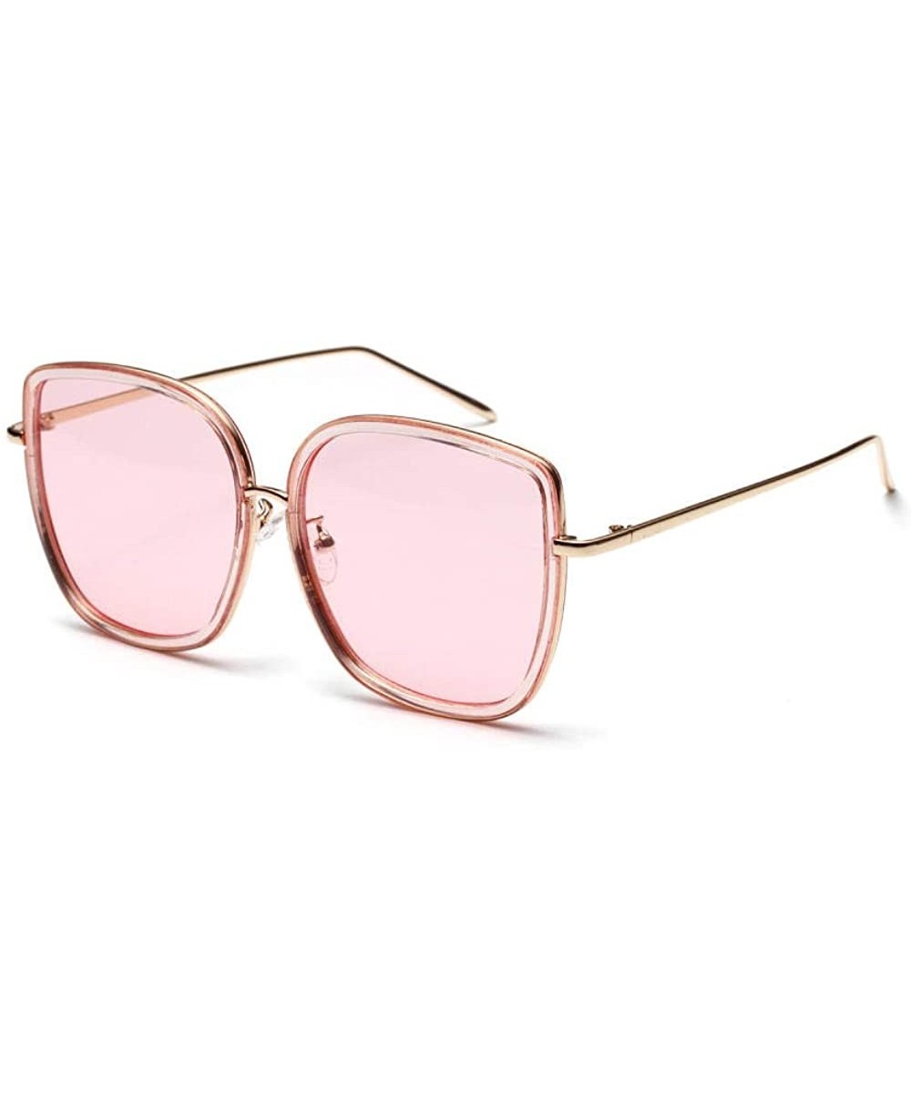 Big Square Sunglasses Retro Transparent Ocean Color Acrylic Lens - Transparent Powder - CI18UTSEAI0 $15.43 Goggle