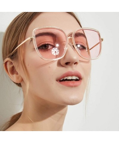 Big Square Sunglasses Retro Transparent Ocean Color Acrylic Lens - Transparent Powder - CI18UTSEAI0 $15.43 Goggle