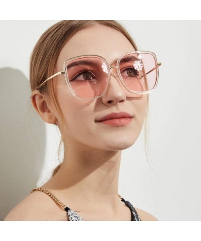 Big Square Sunglasses Retro Transparent Ocean Color Acrylic Lens - Transparent Powder - CI18UTSEAI0 $15.43 Goggle