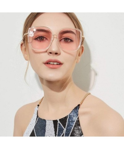 Big Square Sunglasses Retro Transparent Ocean Color Acrylic Lens - Transparent Powder - CI18UTSEAI0 $15.43 Goggle