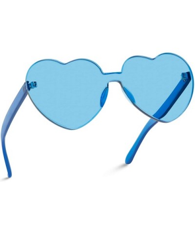 Heart Shaped One Piece Transparent Full Colored Frame Candy Sunglasses - Blue - CY18DNY0WMD $5.95 Round
