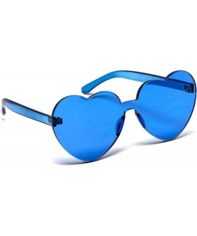 Heart Shaped One Piece Transparent Full Colored Frame Candy Sunglasses - Blue - CY18DNY0WMD $5.95 Round