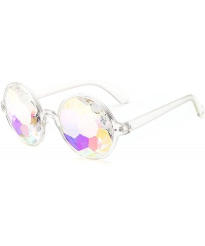 Kaleidoscope glasses retro round sunglsees for men and women - White - CA18D2OQDZ3 $13.55 Round