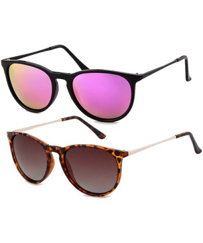 Vintage Round Sunglasses for Women Men Polarized Sunglasses Retro Brand Designer Style - C918R75RLU9 $22.04 Round