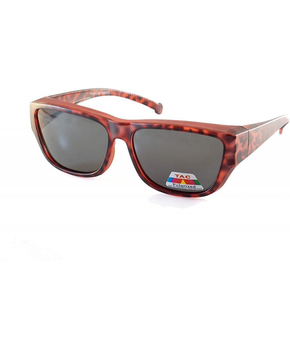 Unisex Large Polarized Matte Camo Print Fit-Over Rectangular Sunglasses P024 - Red - CY18M4CAY8U $8.73 Rectangular