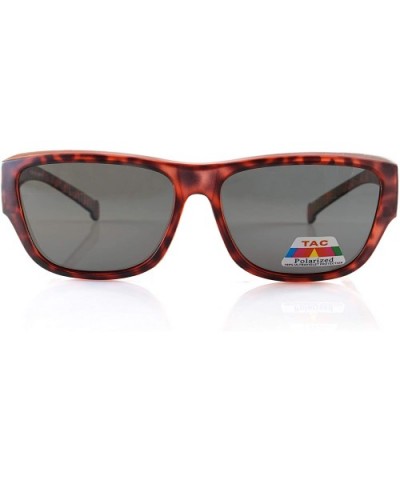 Unisex Large Polarized Matte Camo Print Fit-Over Rectangular Sunglasses P024 - Red - CY18M4CAY8U $8.73 Rectangular