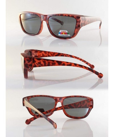 Unisex Large Polarized Matte Camo Print Fit-Over Rectangular Sunglasses P024 - Red - CY18M4CAY8U $8.73 Rectangular