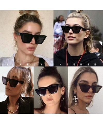 Flat Top Sunglasses for men women Retro Designer Square Succinct Style sunglasses Clear lens sunglasses UV400 - 5 - C2196SN05...