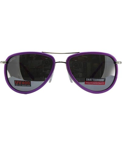 3 Pairs Swag Aviator B Fashion Sunglasses White Purple Pink Frame Flash Mirror Lens - C218Z6RDRZH $30.50 Aviator