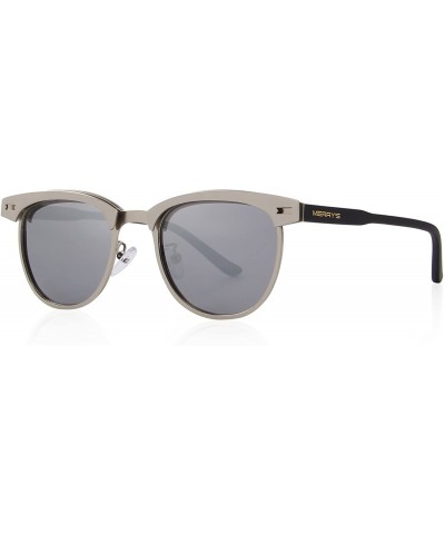Semi Rimless Polarized Sunglasses Women Men Retro Brand Sun Glasses S8116 - Silver - CW186CILO00 $11.94 Rimless