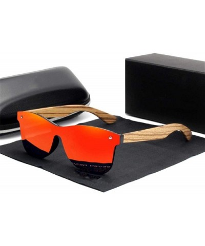 Zebra Mukuang flat mirror polarized sunglasses lens UV400 - Red Zebra Wood - C71982YC6DR $28.40 Oversized