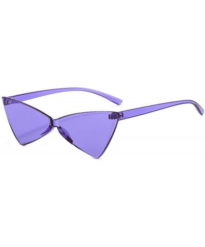 One Piece Rimless Tinted Sunglasses Women Men Clear Colored Cat Eye Triangle Sunglasses - Purple - CY18QRZAX7U $6.13 Oversized