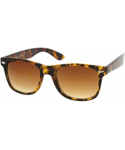 Classic Wide Temples Neutral-Hued Square Lens Horn Rimmed Sunglasses 54mm - Shiny Tortoise / Amber - CE12K5F7GXP $5.95 Square