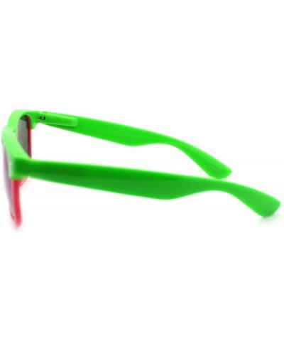 Multicolor Reflective Lens Square Sunglasses Colorful 2-tone Mix - Green Pink - CT11MQ4SFAL $7.12 Square