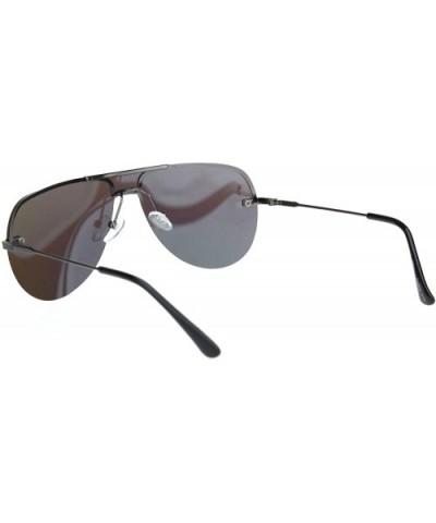 Polarized Mens Flat Top Mobster Color Mirror Shield Pilots Sunglasses - Gunmetal Teal Mirror - C818OWZRGYK $10.72 Shield