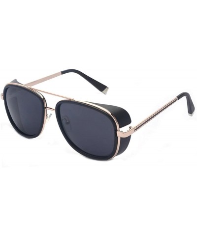 Unisex Cover Side Shield Square Sunglasses - Black - CJ11XSEKXAX $9.54 Square