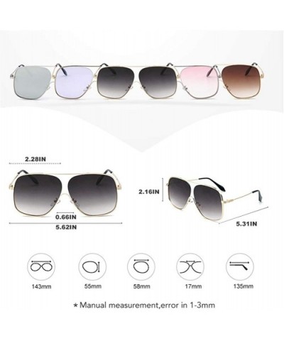 Oversize Square Metal Frame Sunglasses for Women Gradient Lens UV400 - C4 Silver Pink - CW198G0DAUX $6.62 Square