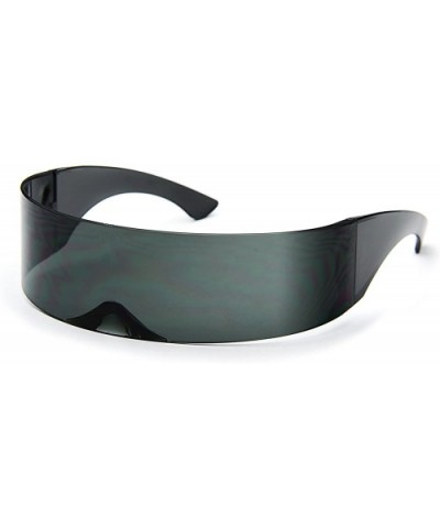 Futuristic Shield Sunglasses Monoblock Cyclops 100% UV400 - Black - C811NZ3KL4B $10.46 Wrap