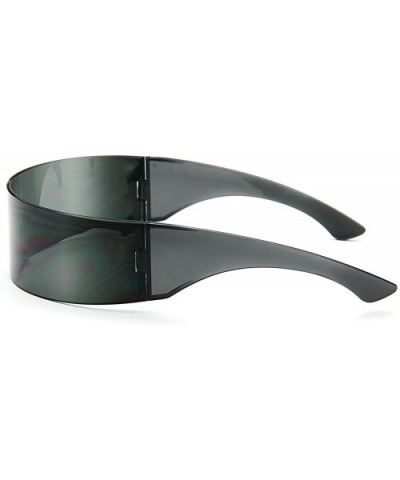 Futuristic Shield Sunglasses Monoblock Cyclops 100% UV400 - Black - C811NZ3KL4B $10.46 Wrap