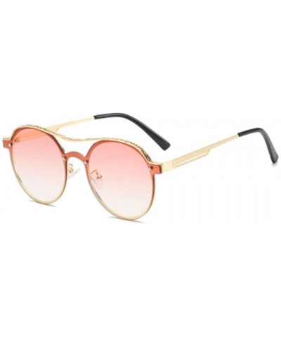 Siamese Sunglasses Trend Personality Round Frame Ocean Lens Sunglasses Glasses - 1 - CZ1906DR0SD $24.21 Sport